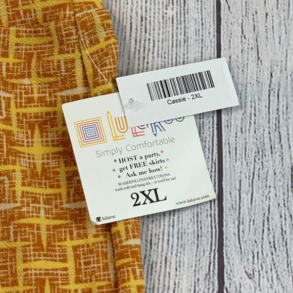 LuLaRoe Pencil Skirt sz 2XL Orange Patterned Stretch Cassie Pull on New NWT - Picture 3 of 7